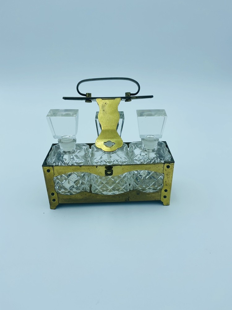 Crystal & Brass Vanity Perfume Caddy Set - 7pc