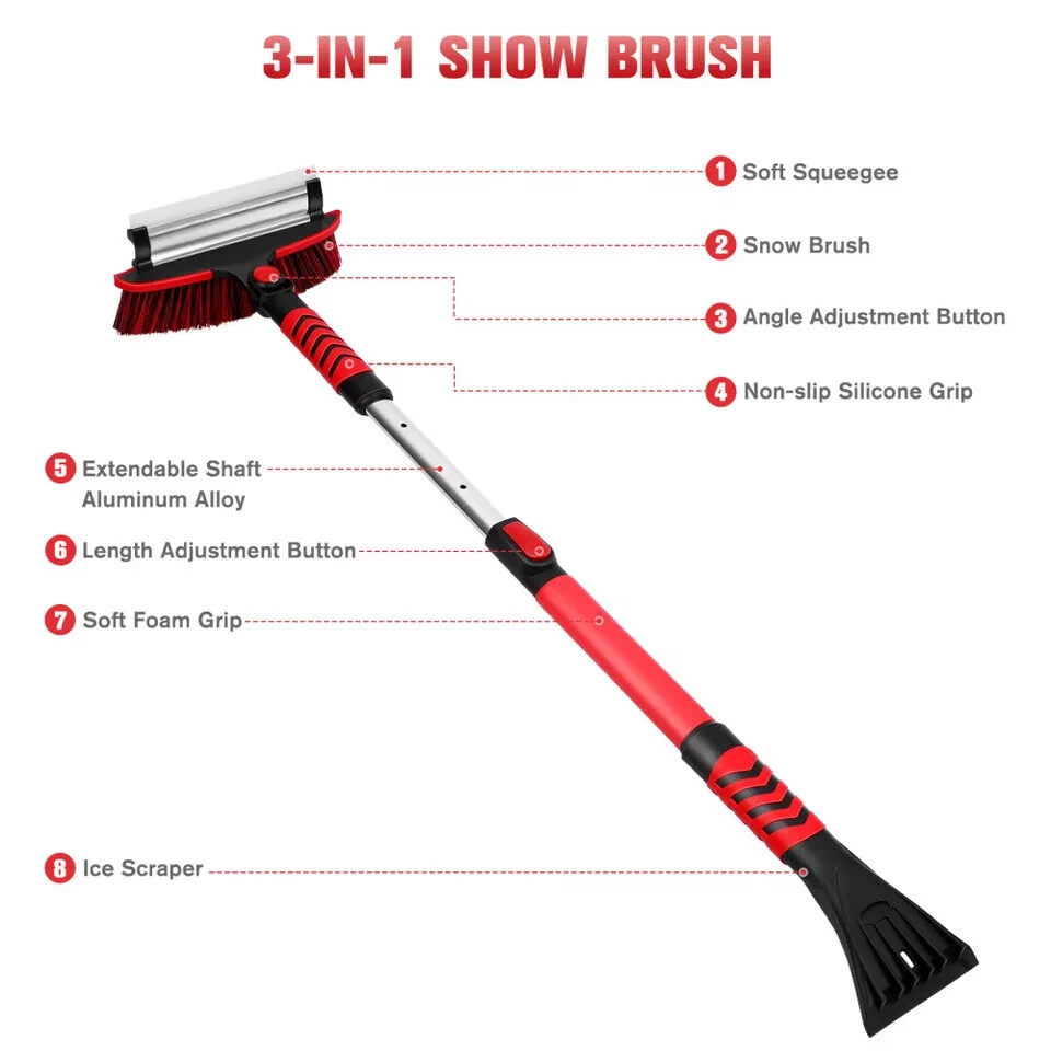 Extended Car Scraper Long Reach Ice Telescopic Snow Brush Windshield