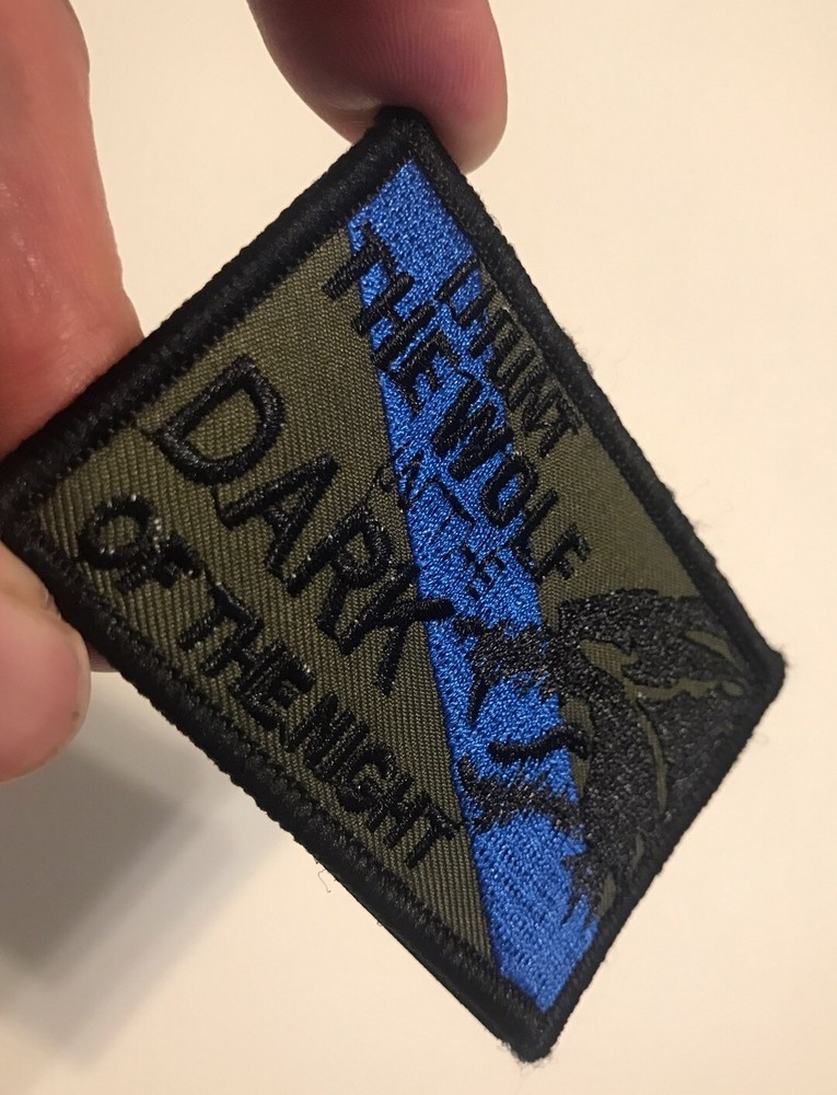 THIN BLUE LINE LONE WOLF DARK NIGHT Police SWAT Tactical Hook/Loop Patch