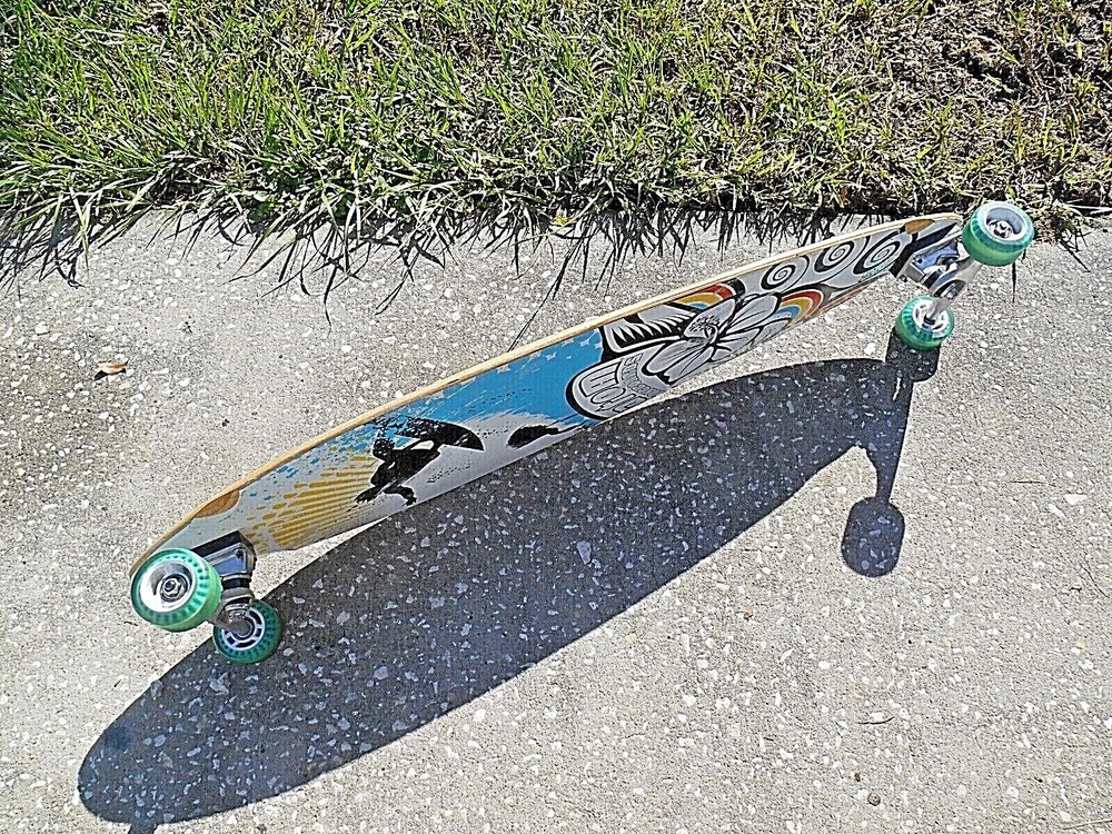 Atom Pintail 39" Longboard Skateboard Concave Maple Deck Blue Surf