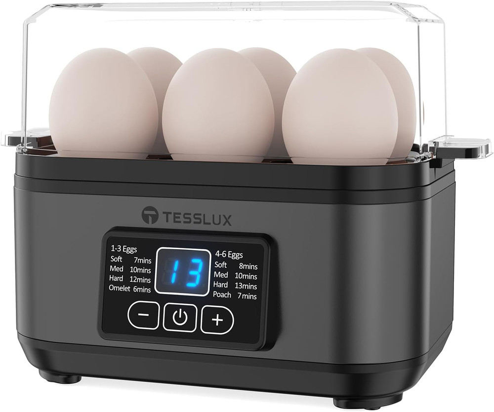 Electric Rapid Egg Cooker, 6 Egg Capacity for Hard Boiled Eggs, Poached Eggs, Sc