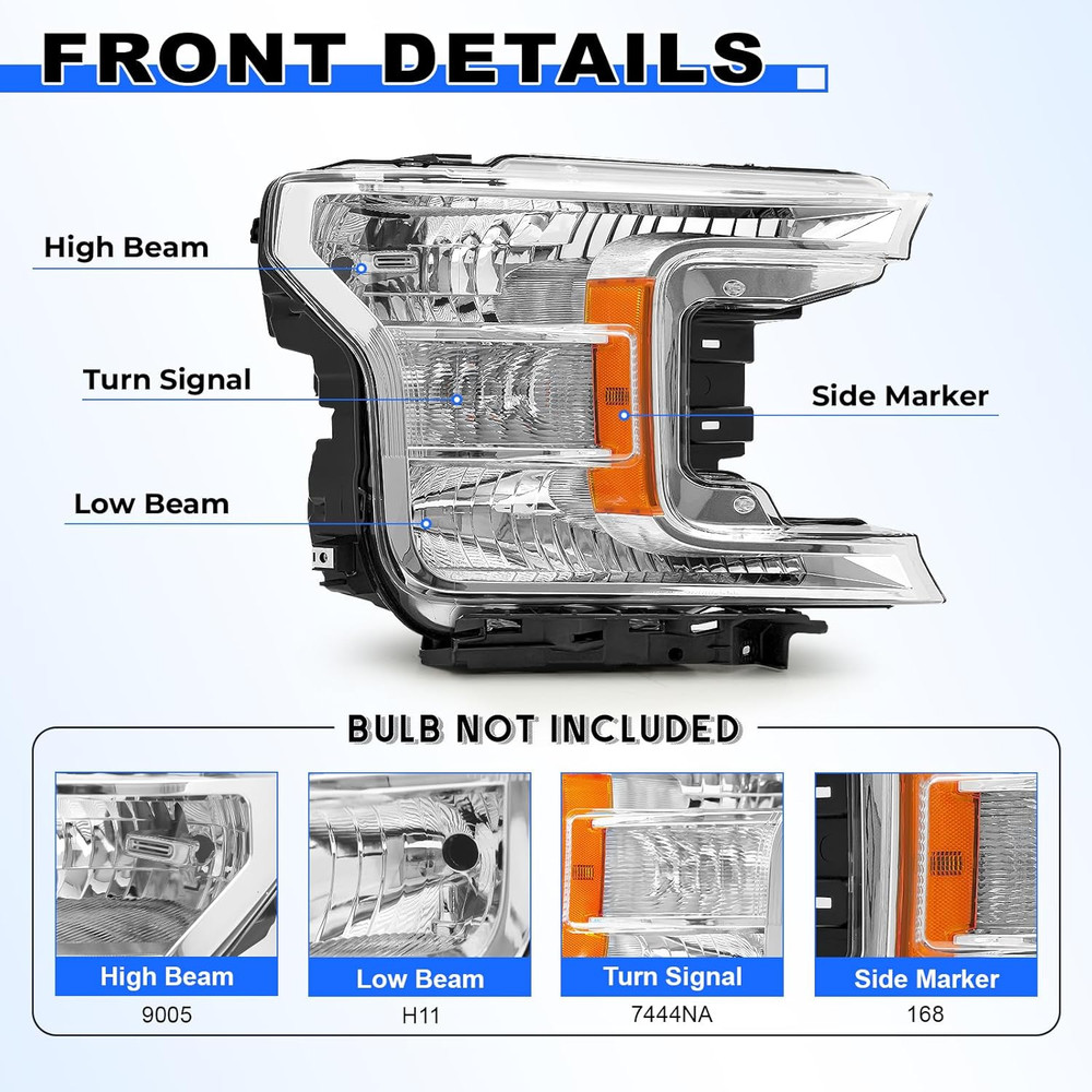 Headlight Assembly Compatible with 2018-2020 Ford F-150 (Left Side) (Passenger S
