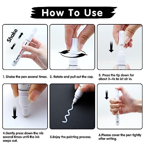 Paint Pens marking pens Permanent Markers - 2 Pack Oil Based Waterproof White