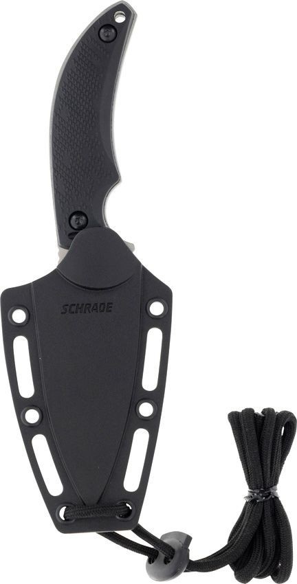 Schrade Adder Fixed Blade Knife Full Tang Belt Sheath Black Handle