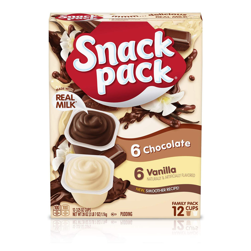 Chocolate and Vanilla Pudding Cups Family Pack, 12 Count