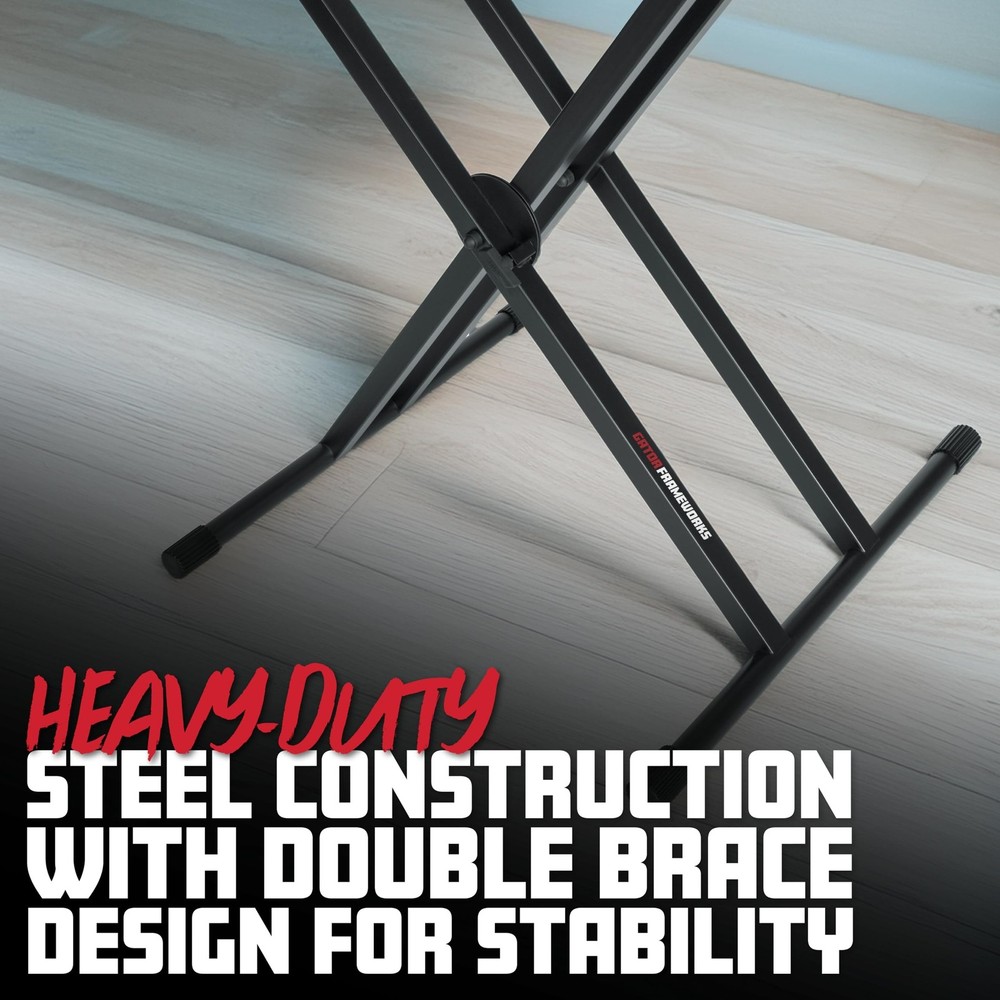 Gator Frameworks Deluxe Two Tier X-Style Keyboard Stand with Adjustable Heigh...