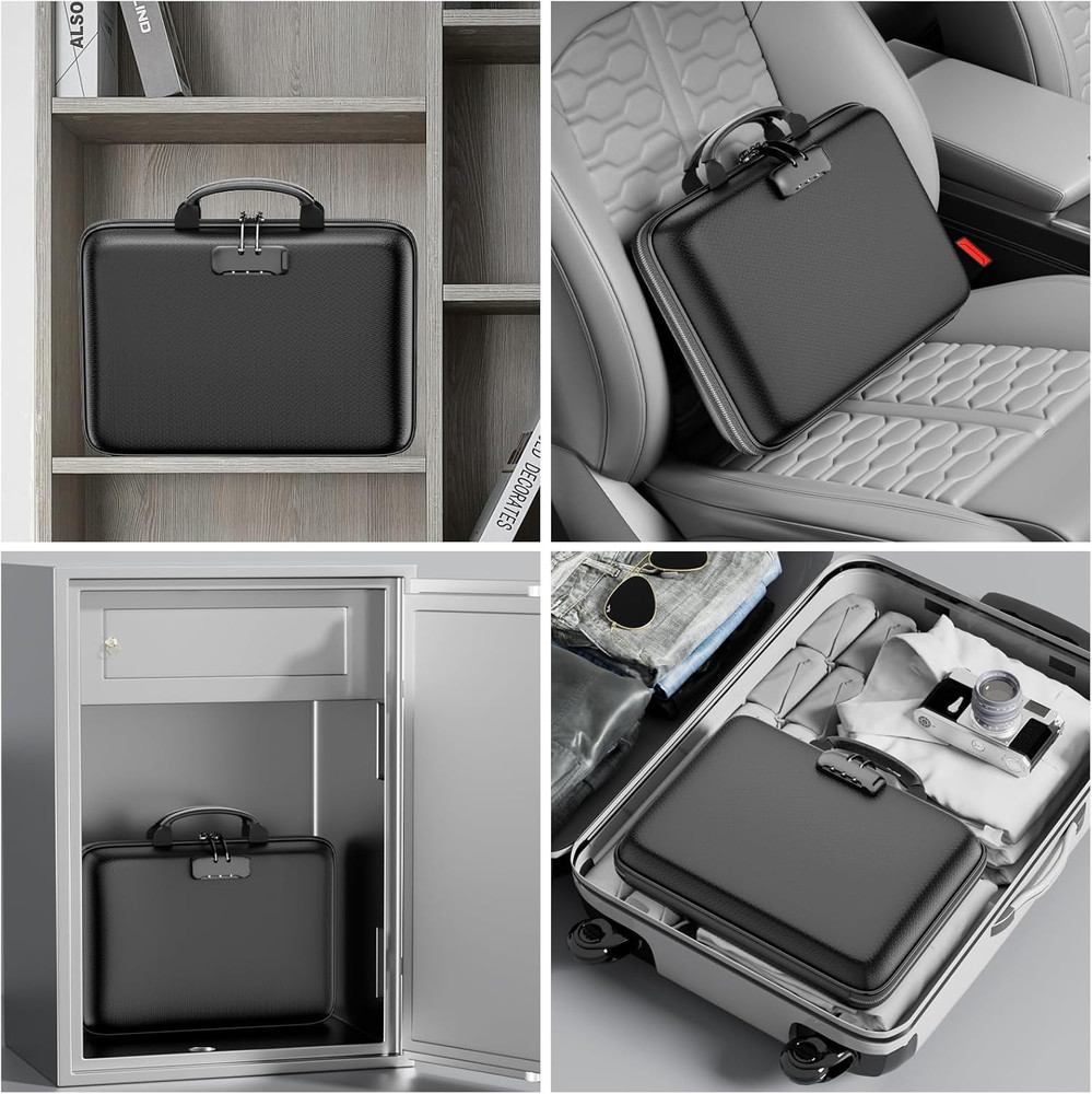 Fireproof File Organizer with Lock, Hard-Shell Case Fireproof Document Box wi...