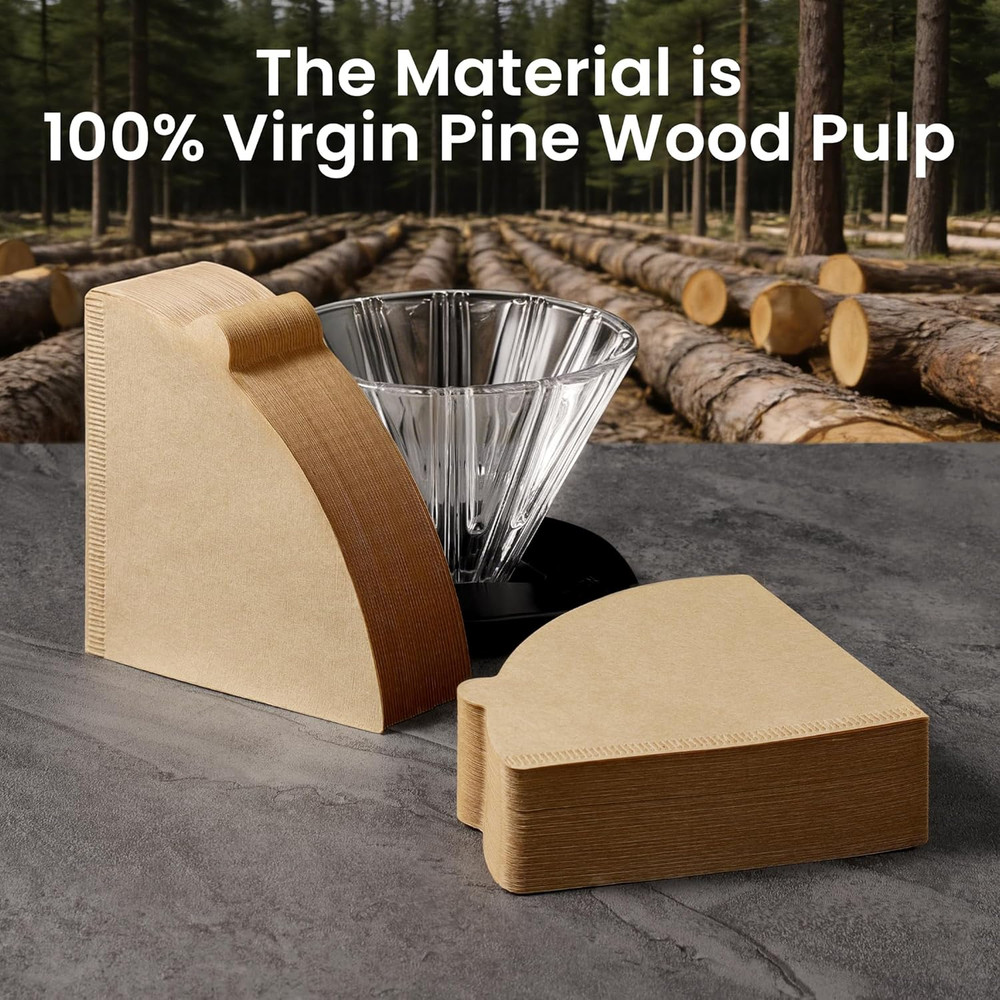 Manual Coffee Grinder & 200 Unbleached Filters - Pour-Over Kit