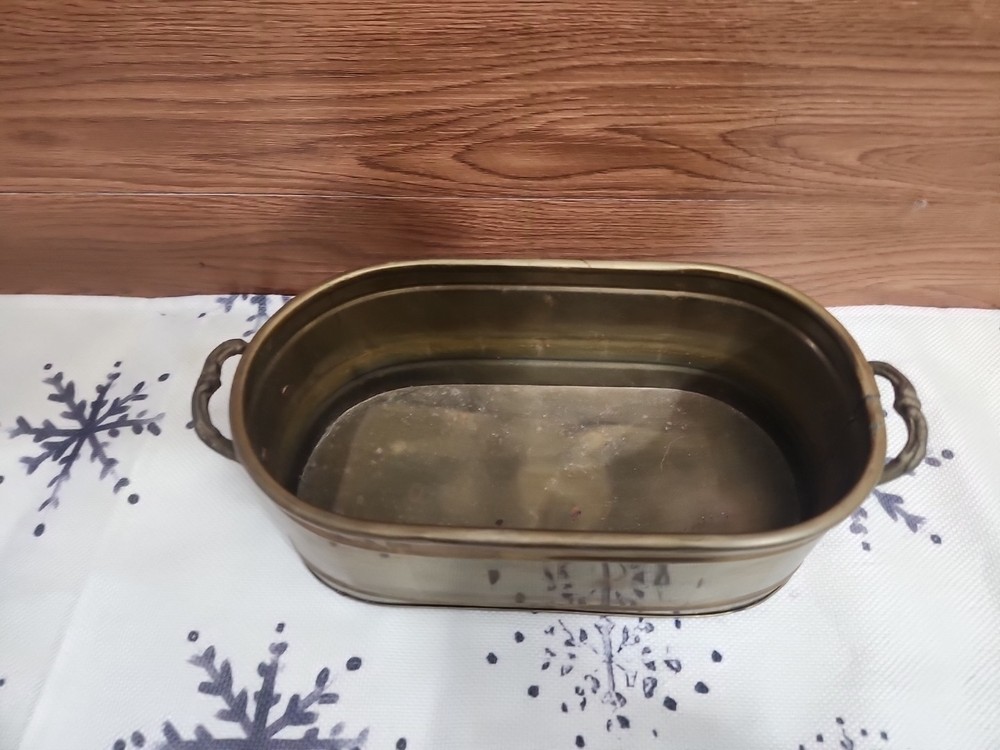 Vintage Solid Brass Flower Centerpiece Pot 11 Inch