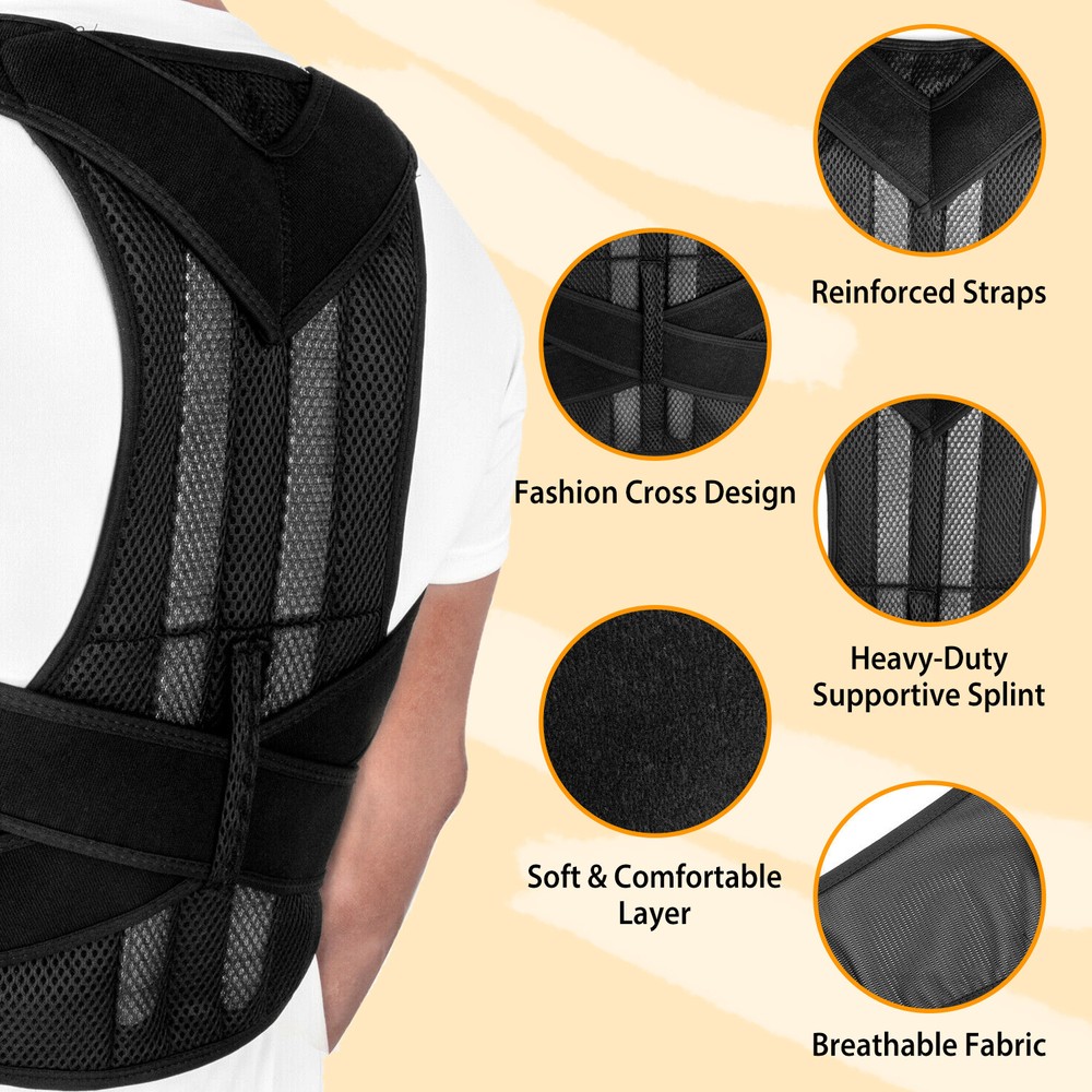 Adjustable Back Posture Shoulder Corrector Support Lumbar Brace Belt Unisex Tool