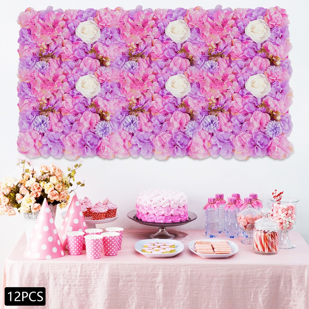 12pcs 3D Artificial Flower Wall Panels for Home & Wedding Decor