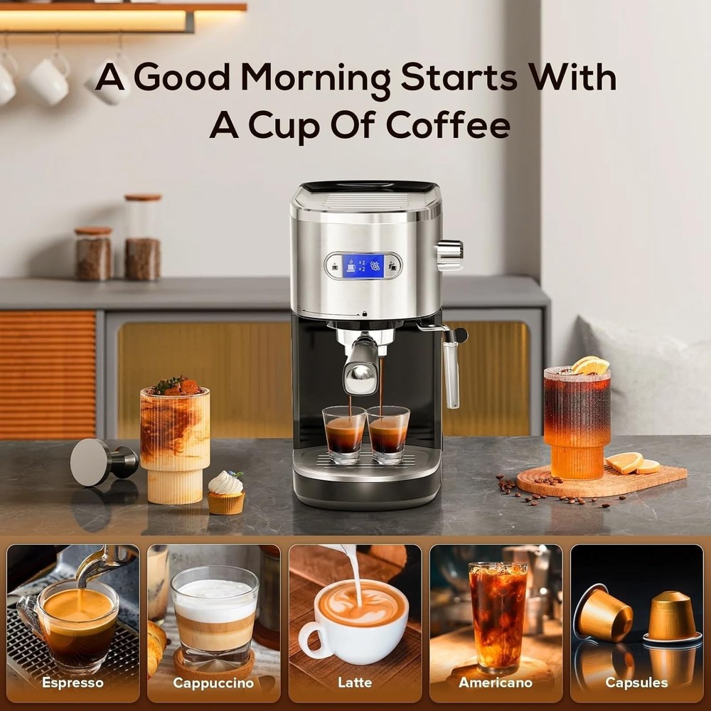 Espresso Machine 20 Bar, Semi-Automatic Professional Coffee Machine for Cappucci