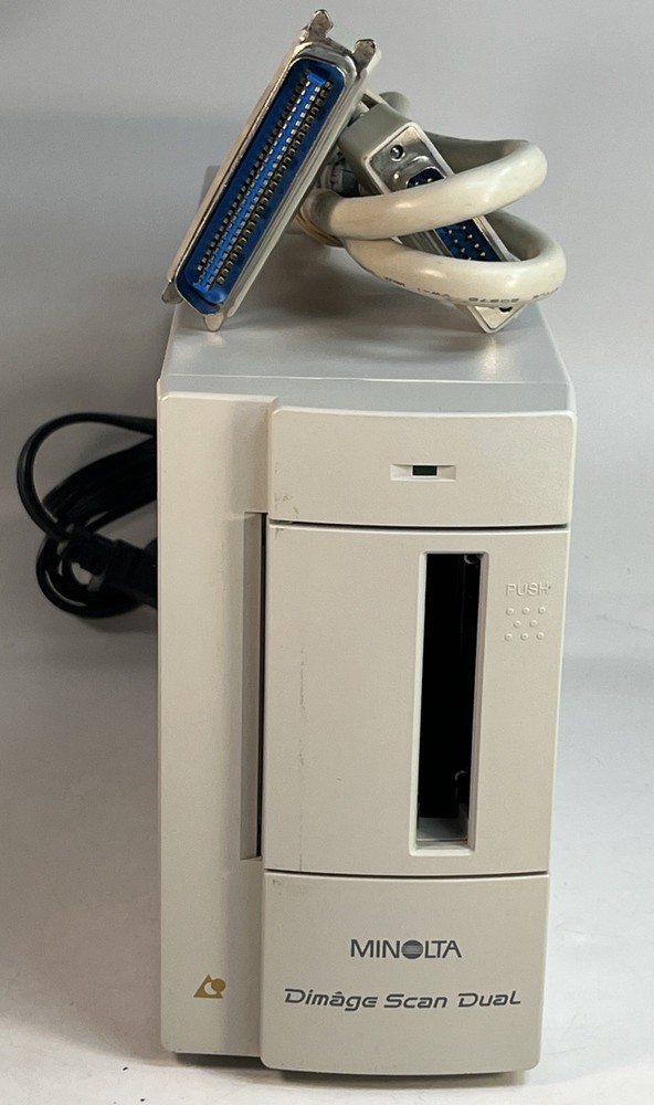 Minolta Dimage Scan Dual F-2400 With Power & Parallel Cords Tested Working