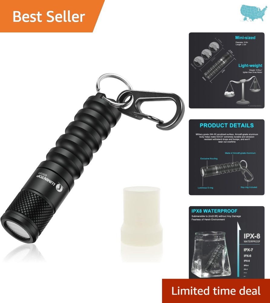 Versatile Keychain EDC Flashlight - 120 Lumens, Glow-in-the-Dark, Waterproof