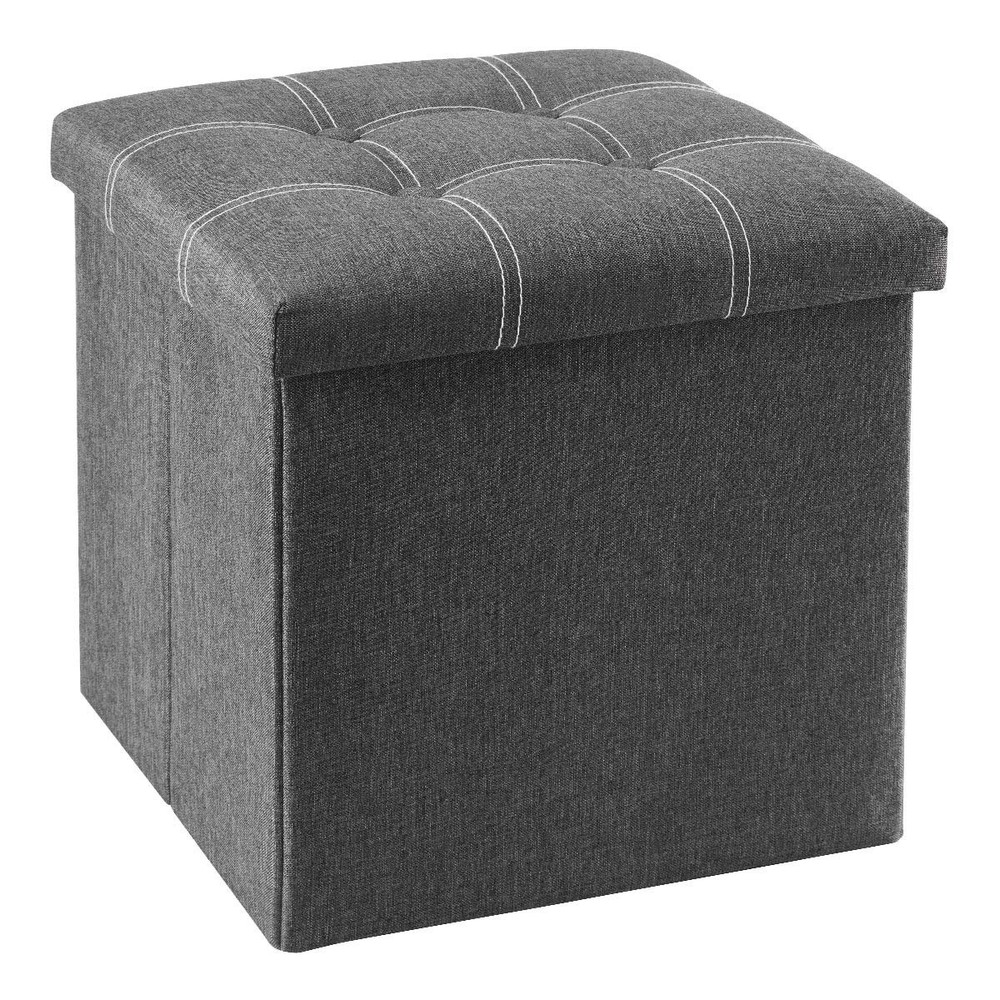 15 inches Storage Ottoman Cube, Foldable Storage Boxes, Padded Seat for Dorm ...