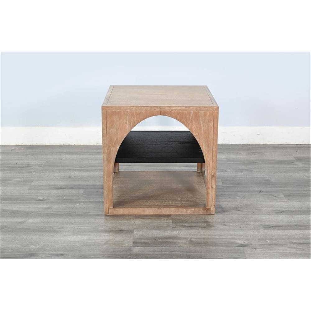 Pemberly Row Modern Wood End Table with Arched Open Shelf Design