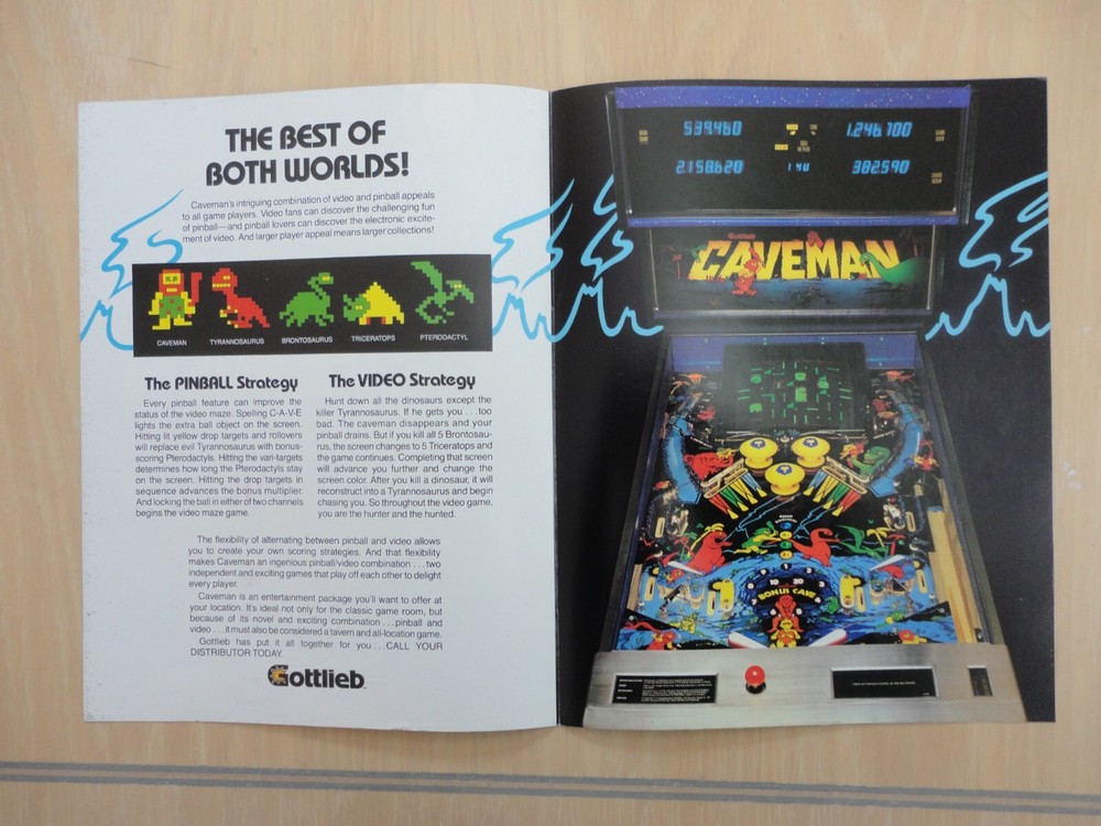 Caveman Pinball Machine Flyer Gottlieb Original Brochure