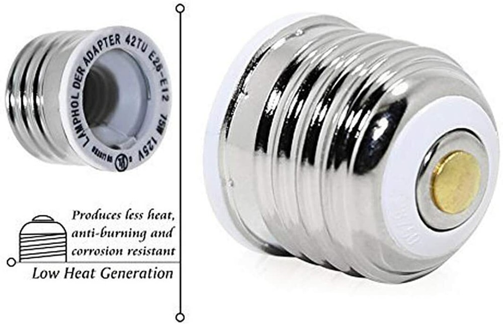 10-Pack E26/E27 to E12 Adapter, Standard Light Bulb to Candelabra Base Socket