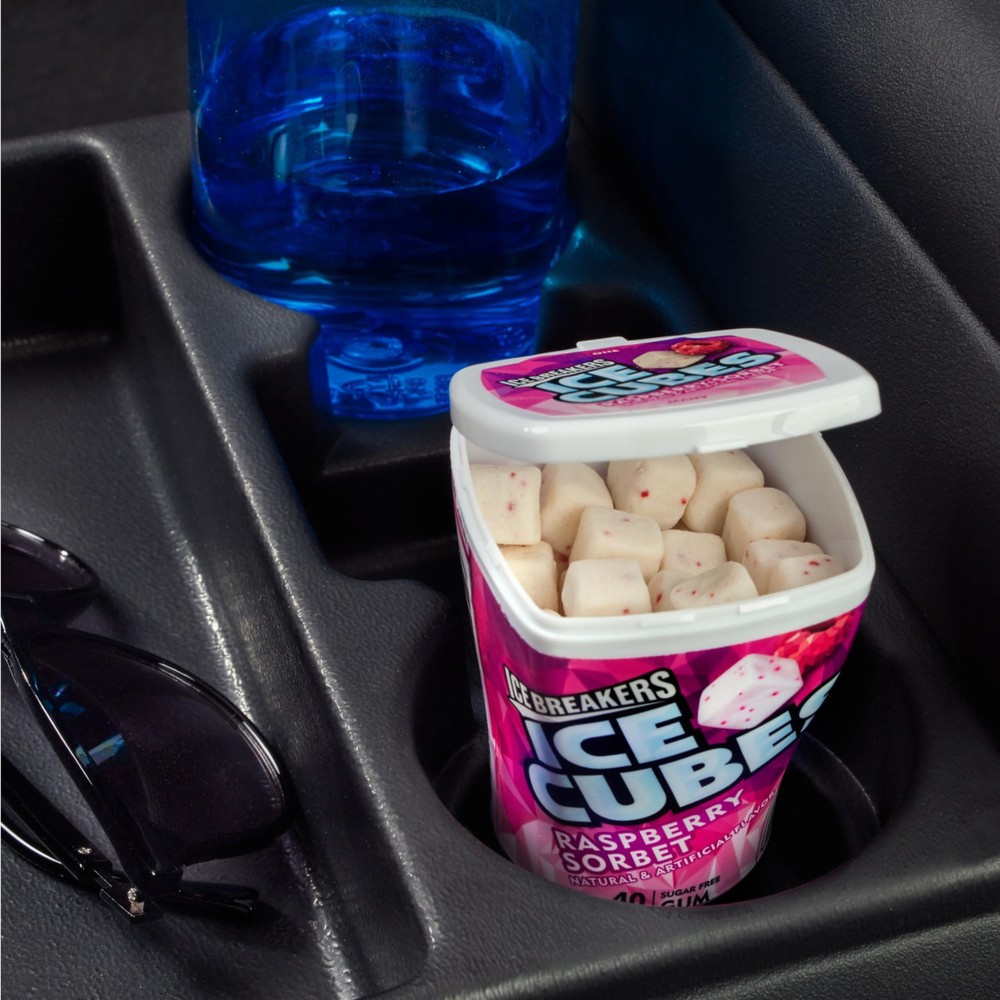 ICE BREAKERS Ice Cubes Raspberry Sorbet Sugar Free Chewing Gum Bottles, 3.24 oz