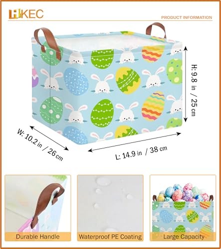 Rectangle Easter Gift Basket Empty with Handles for Easter Rabbit Basket