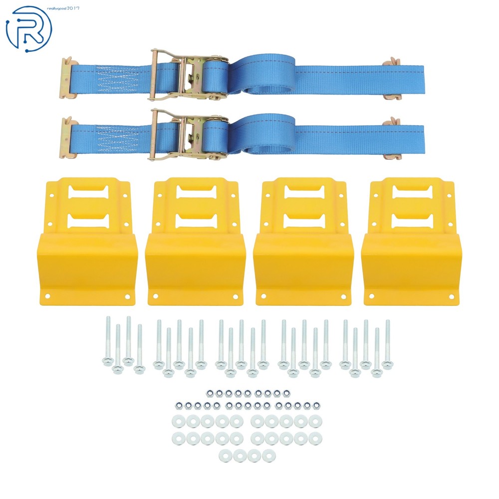 Durable E Track Wheel Chock System 7.5' Ratchet Tie Down Straps Secure Cargo