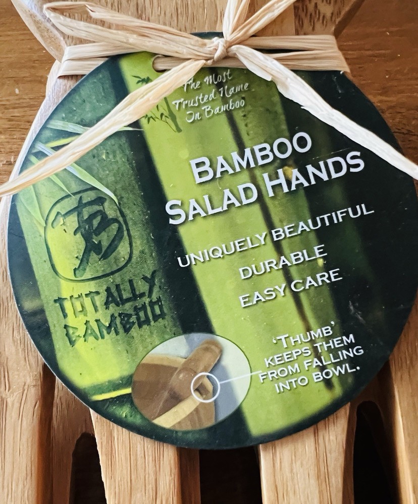 NWT Totally Bamboo Salad Hands Salad Serving Set