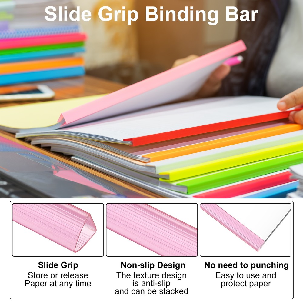 20Pcs 13x15mm Binding Bars, 120 Sheets Capacity, Transparent Red