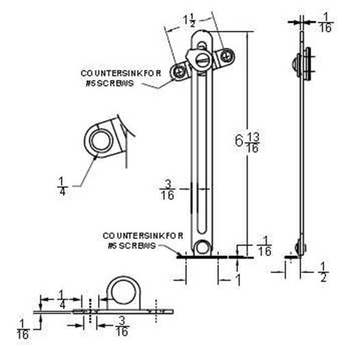 Friction Lid Support Brass 6.75"
