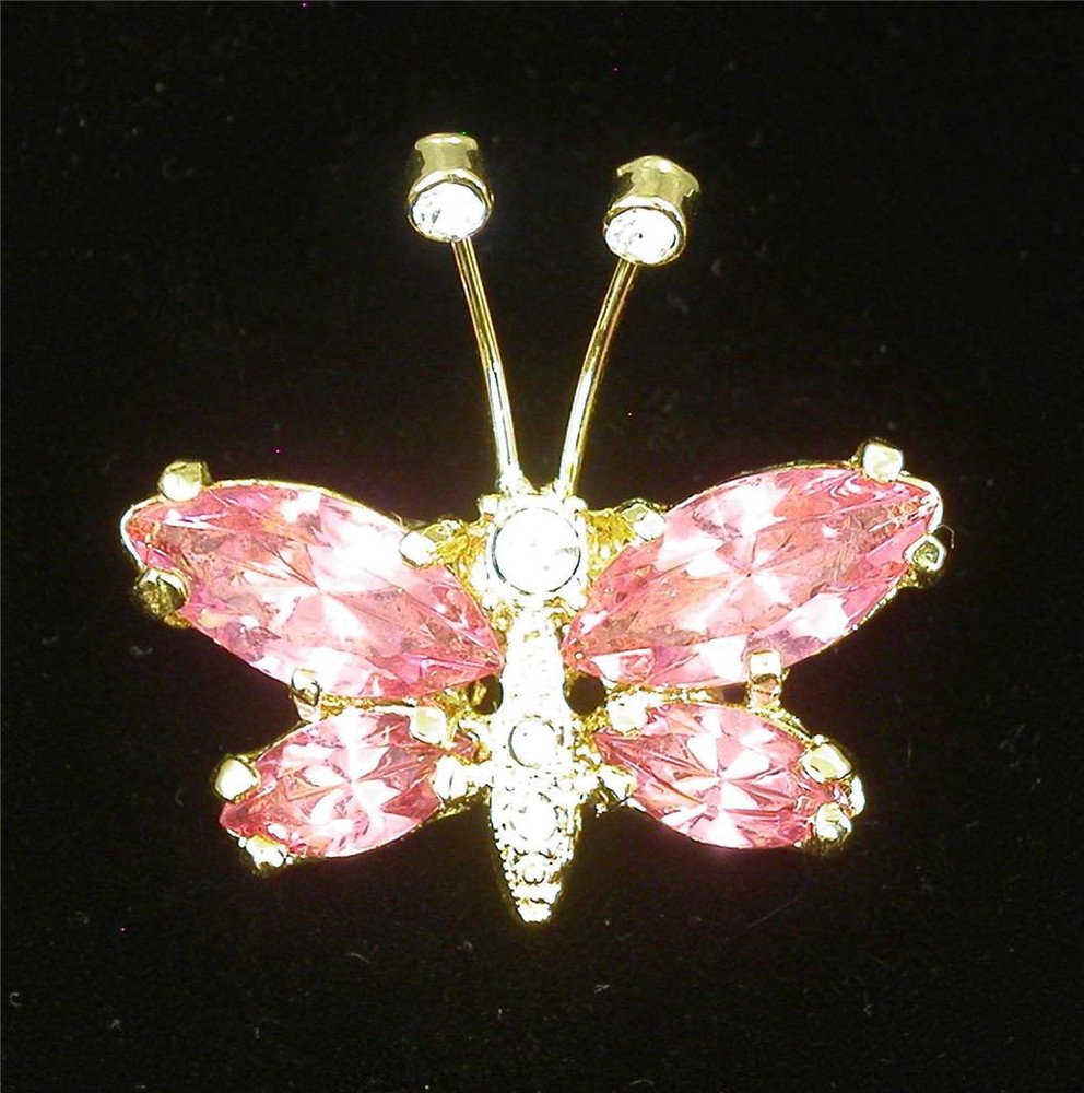 PINK Crystal Butterfly Pin