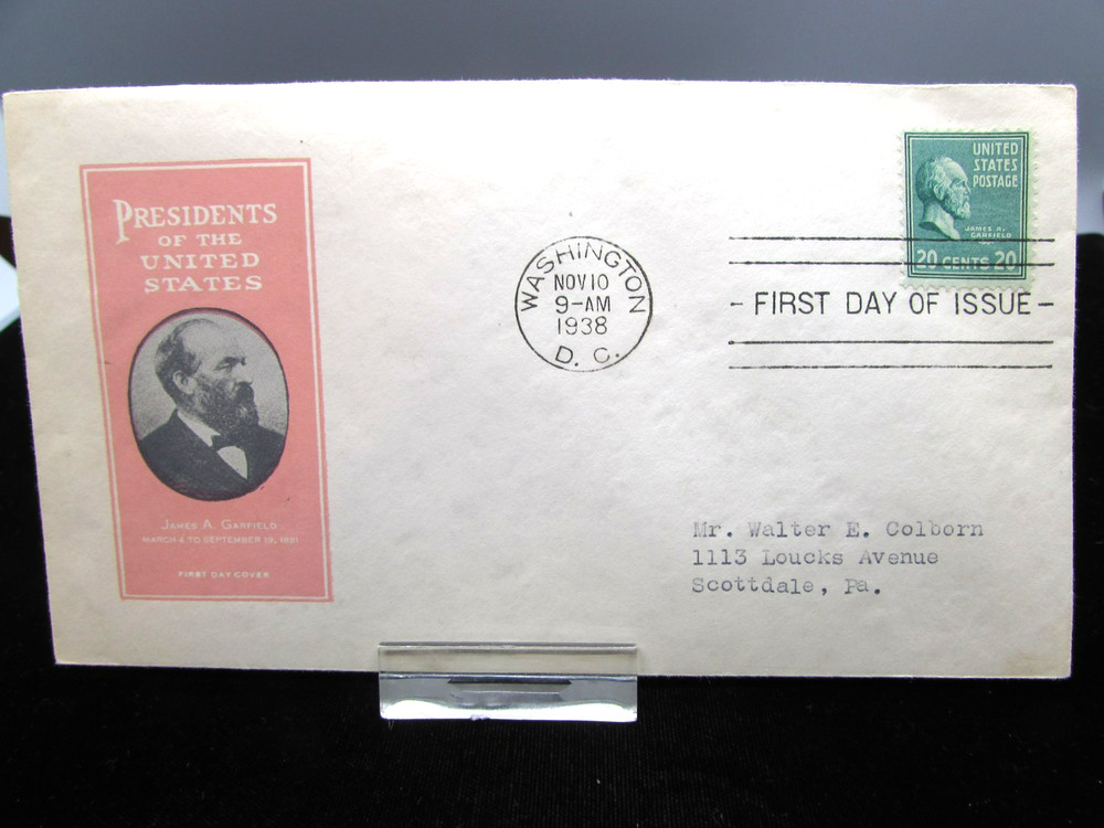 1938 James Garfield Cachet 1st Day Issue SC # 825