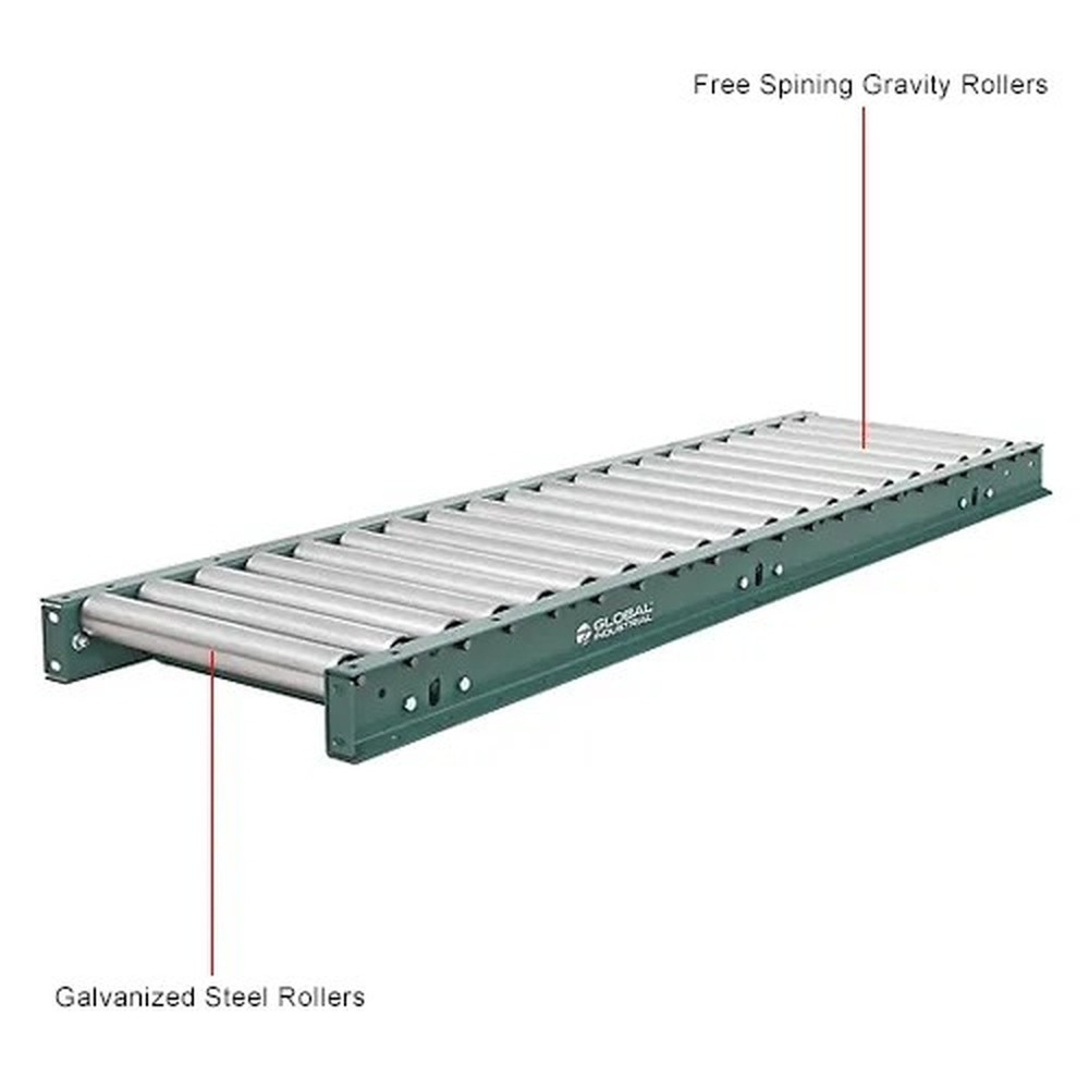 18"W Heavy Duty Gravity Roller Conveyor, 5'L, 3" Roller Centers