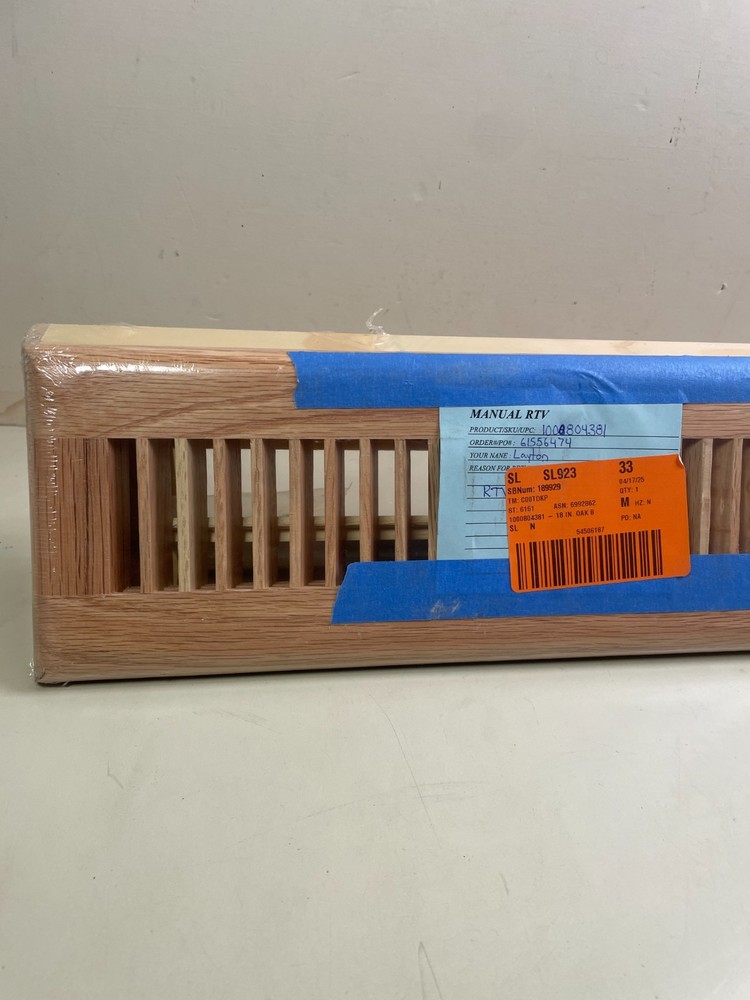 Solid Oak 18 in Solid Oak Baseboard Diffuser Lt Finish 2-Way Deflect H168-OBU 18