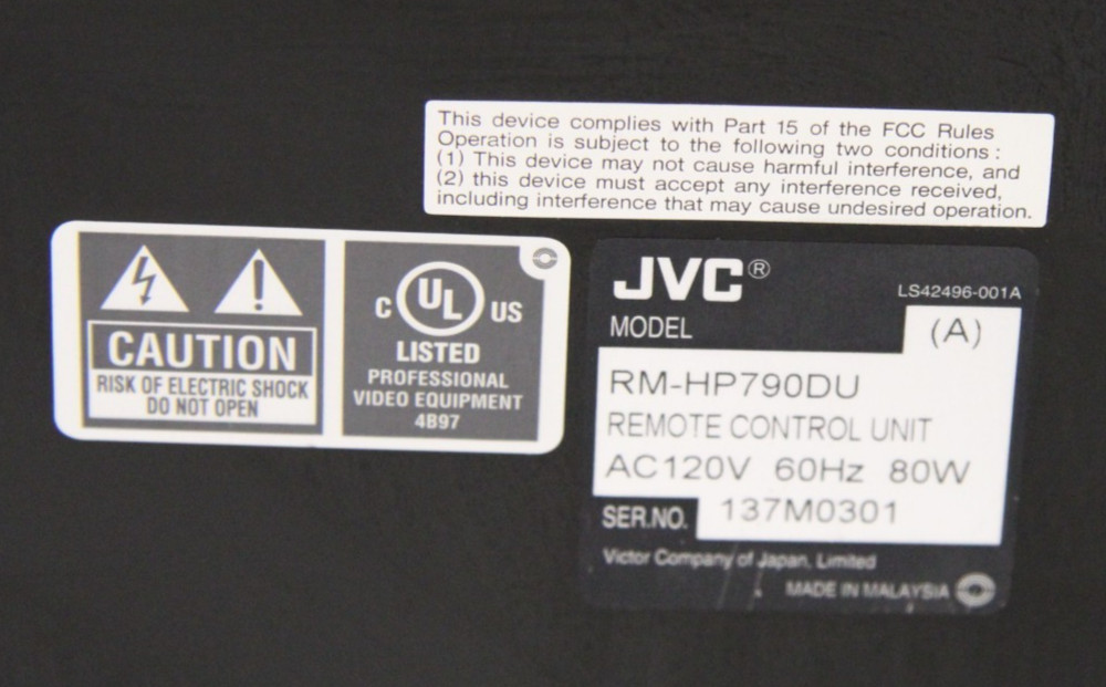 JVC RM-HP790DU Camera Remote Control Unit Rack Mount Missing Knobs/Buttons