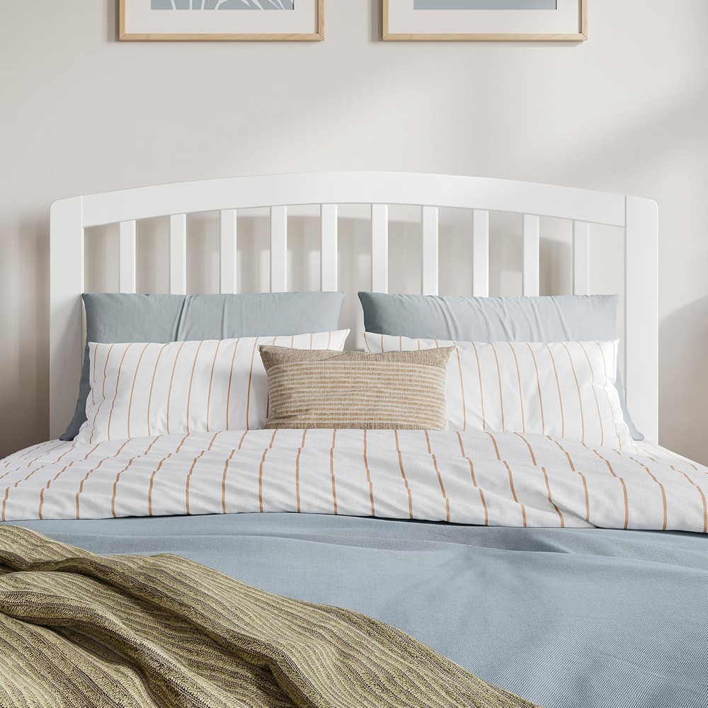 Richmond White Solid Wood Slatted Full Headboard for Elegant Bedrooms
