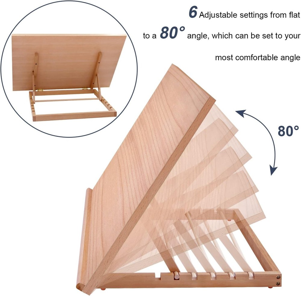 Large Artist Drawing & Sketching Board, 6-Position Adjustable Wood Drafting