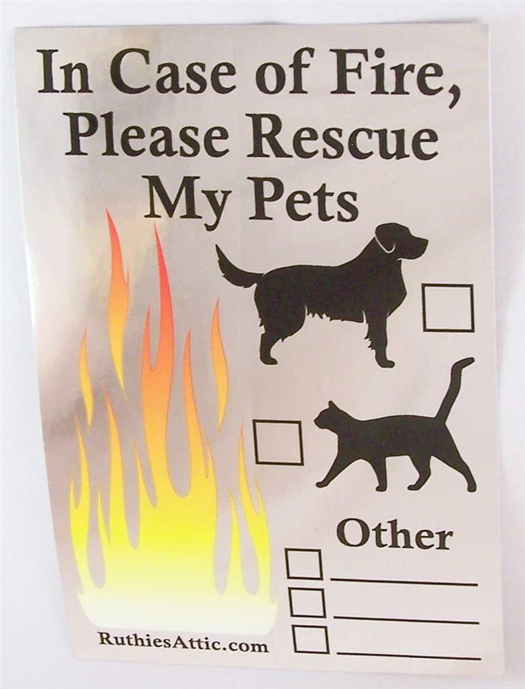 In Case of Fire Rescue My Pets Sticker