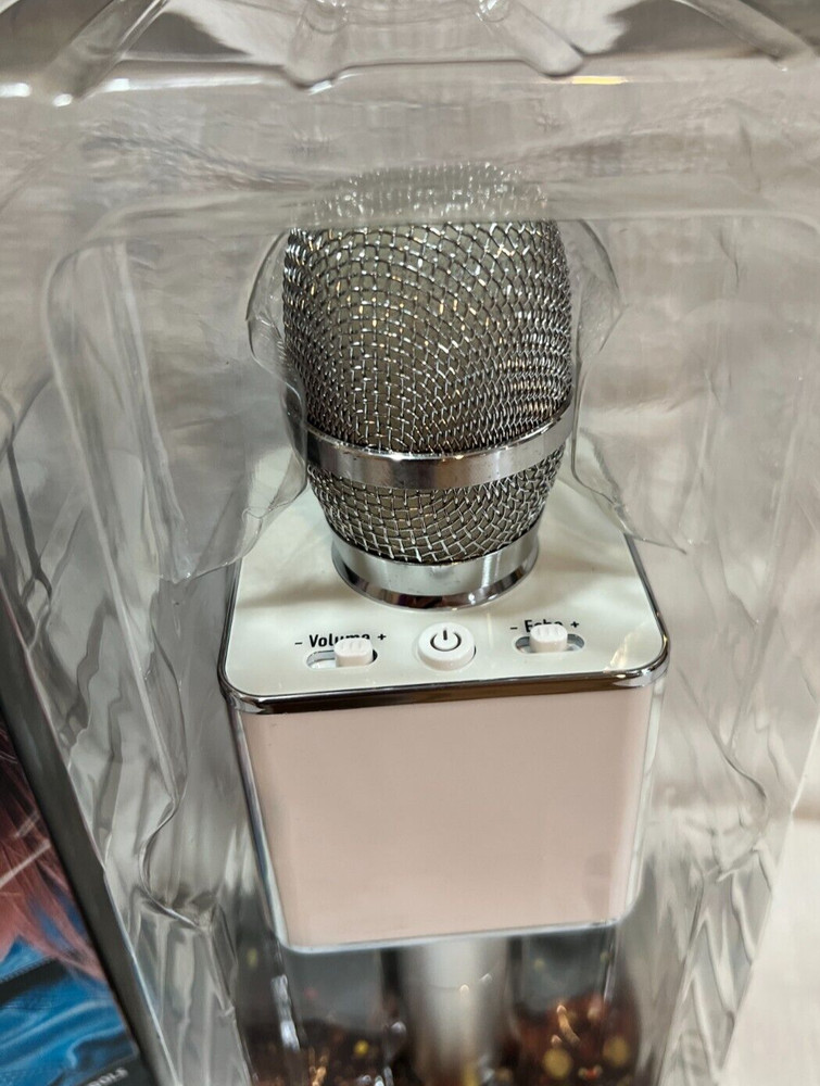 Sharper Image Bluetooth Music Stream Karaoke Microphone Mic Silver/ white