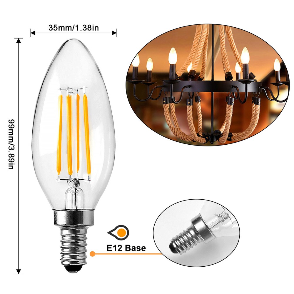 BRIMAX E12 LED Candle Light Bulbs Candelabra Chandelier Bulb Replacement 40W 60W