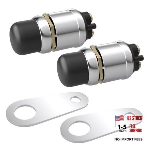 2 PCS Push Button Starter Switch 12V 50A, Waterproof Momentary Start black-2