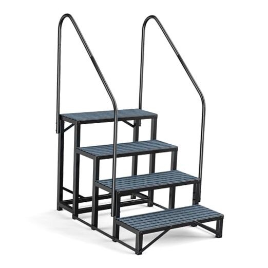 RV Steps Spa Steps with Handrail -4 Step Hot Tub Steps 4 Steps with 2 Handrail