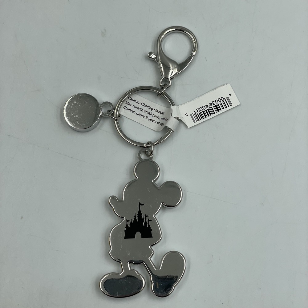 Mickey Mouse Shaped Rainbow Solid Metal Keyring • Disney Park Exclusive • New