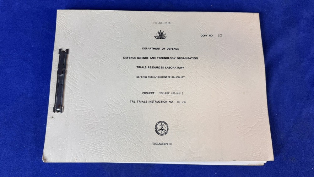 British Defence Skylark SL1611 TRL Trials Instruction BS232 Document