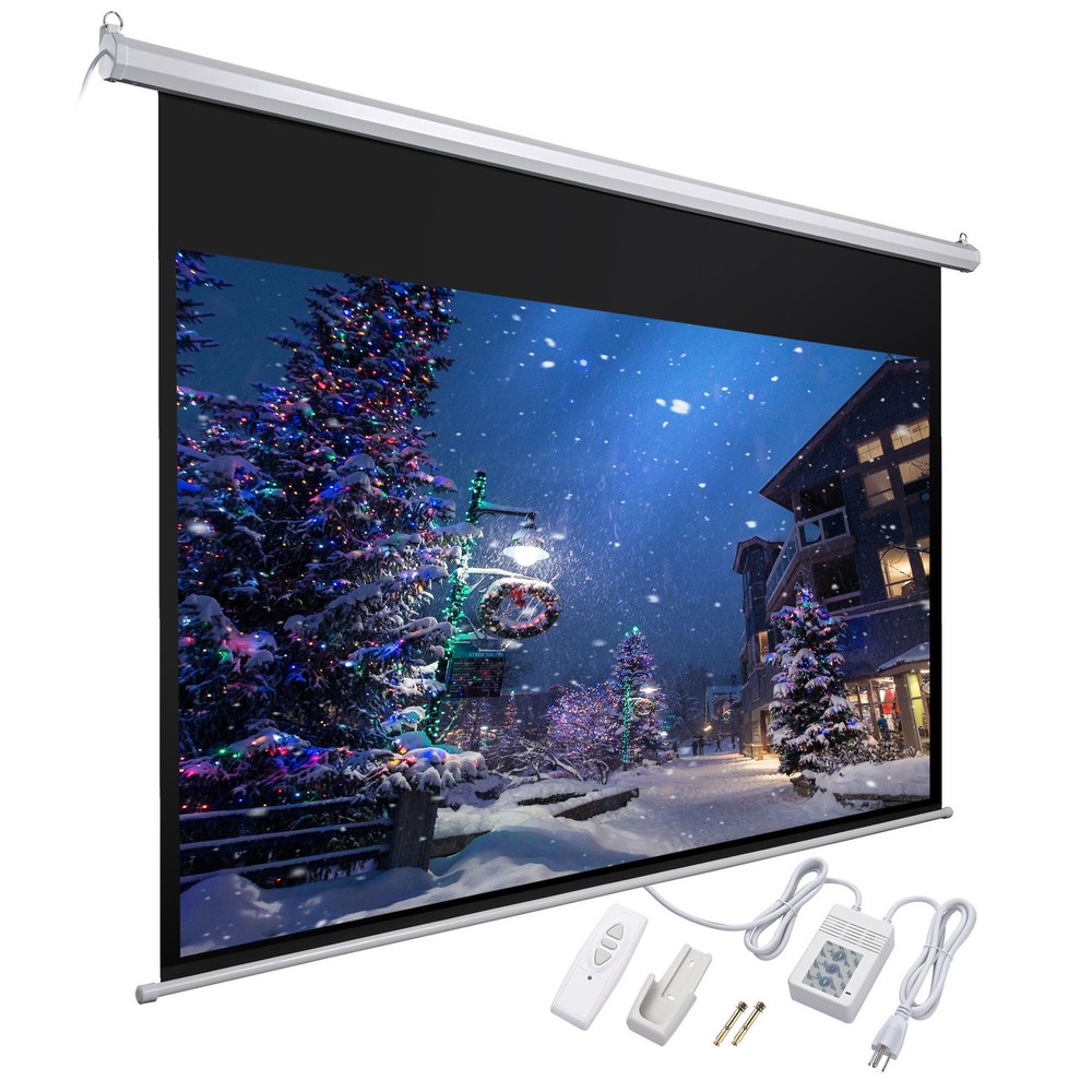 92" 16:9 Electric Motorized Projector Screen w/ Remote Control Movie Projection