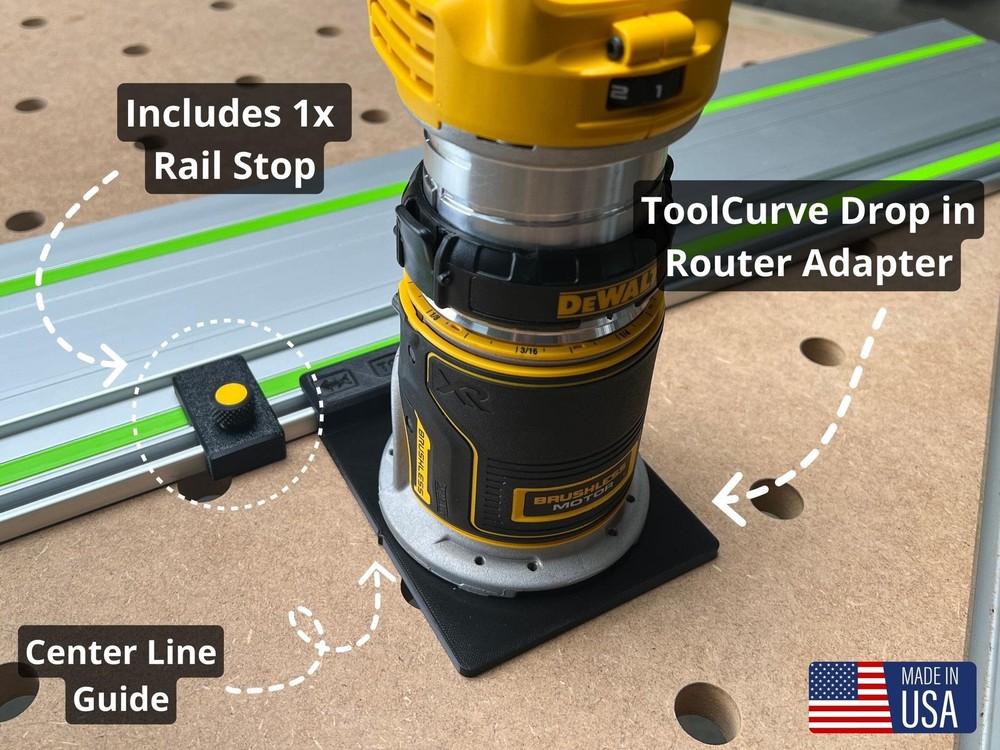 's Guide Rail Adapter Compatible with Dewalt Router - Made in USA