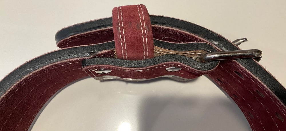 Leather Weight Lifting Belt Prong Two-Tone Back Support Size S