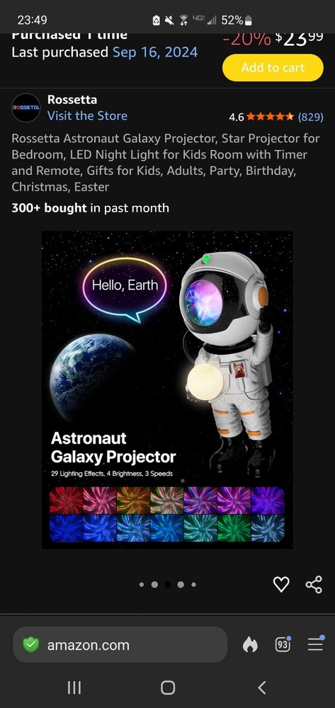 Rossetta Astronaut Galaxy LED Night Light Projector Remote Timer Color Changing