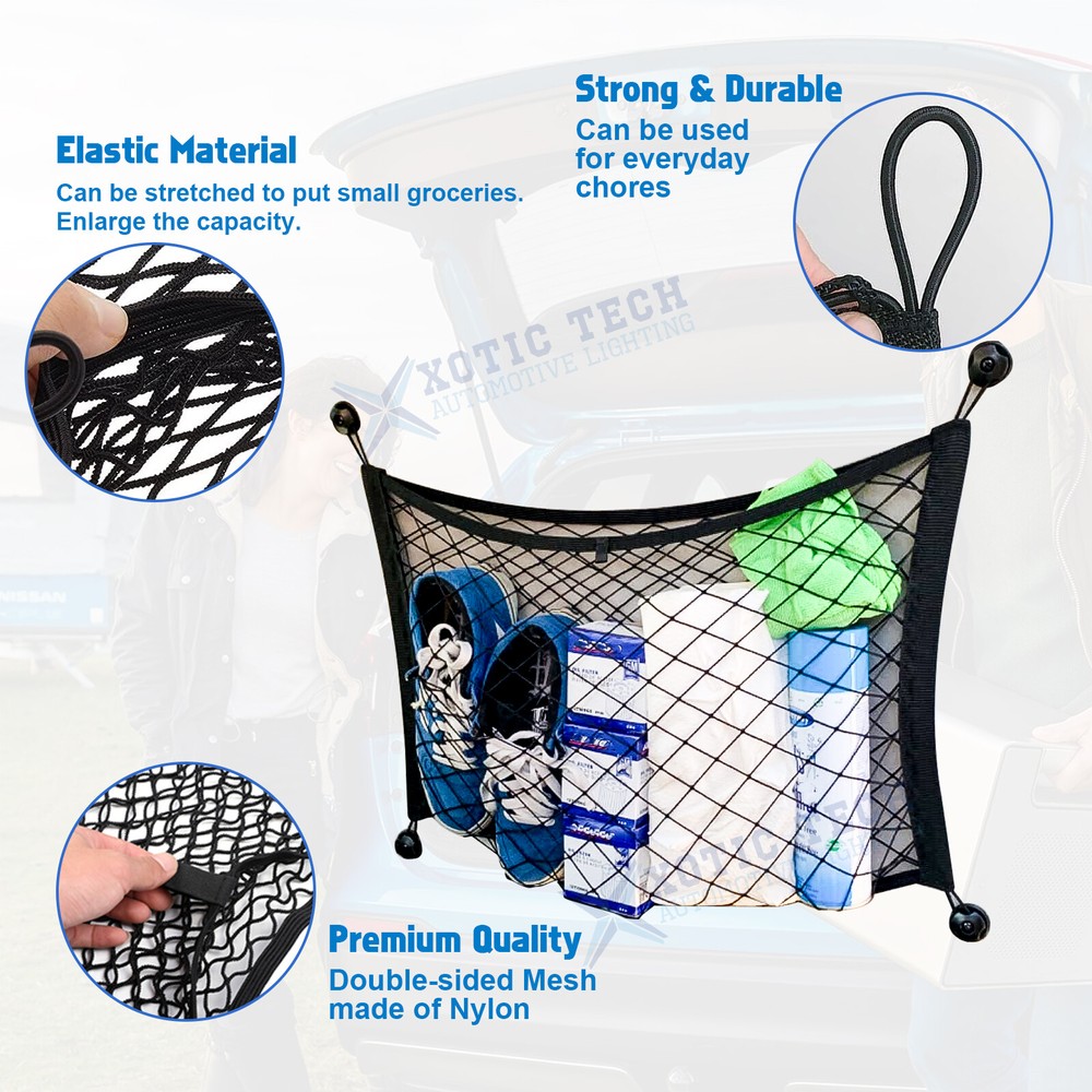 RV Boat Minivan Car Small Cargo Net Pocket Trunk Side Elastic Storage Mesh Bag