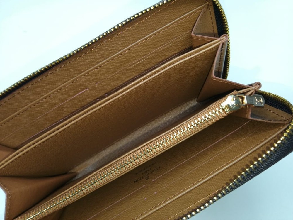 AUTHENTIC LOUIS VUITTON MONOGRAM ZIPPY WALLET ZIP AROUND LONG PURSE BROWN