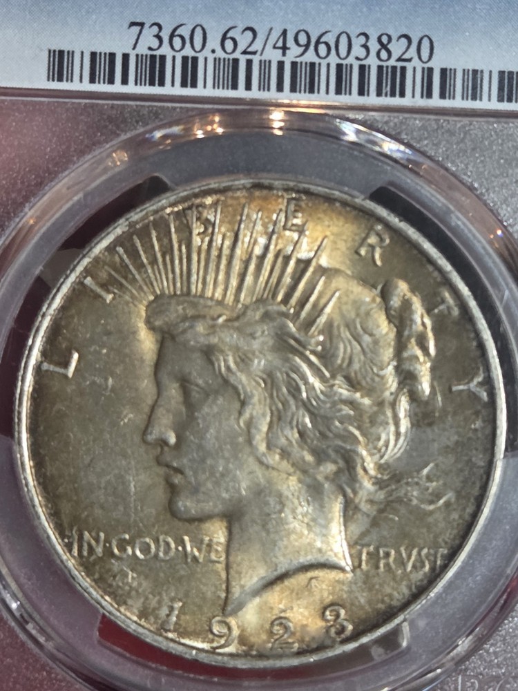 1923 $1 Peace Dollar PCGS MS62 Toned