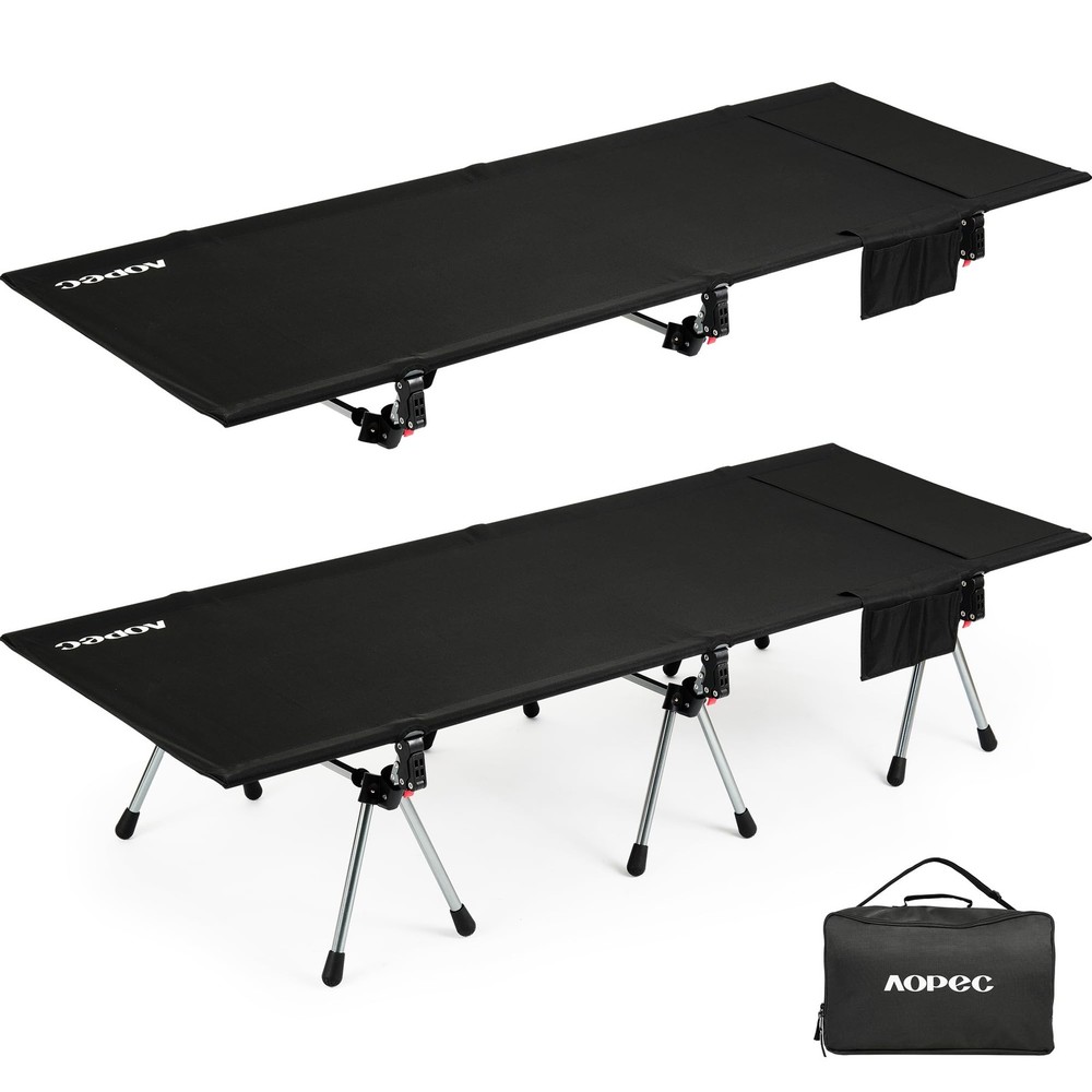 75" Camping Cot, Heavy Duty 350lbs Capacity, Adjustable Height with Leg Exten...